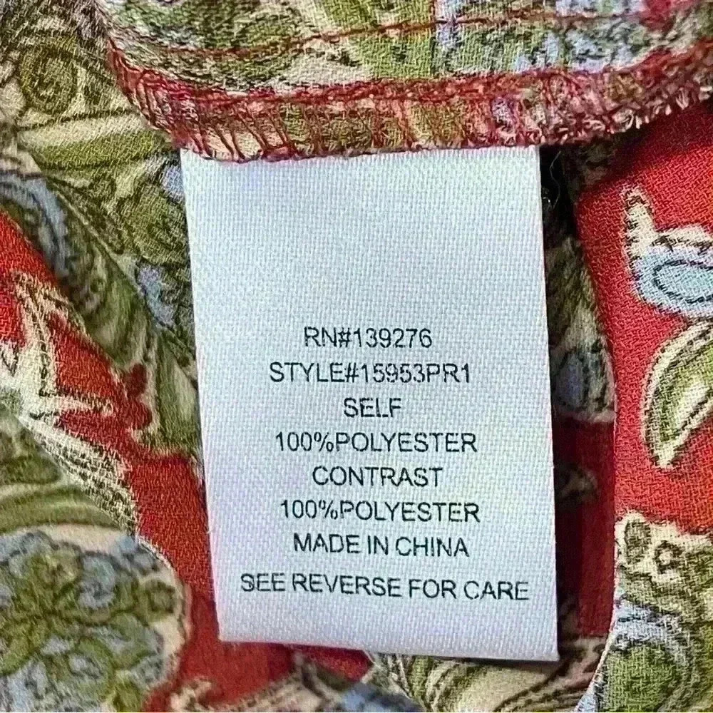 Daniel Rainn Womens S Red Brown Pattern Long Sleeve Boho Crochet Tassel Blouse - Picture 11 of 12